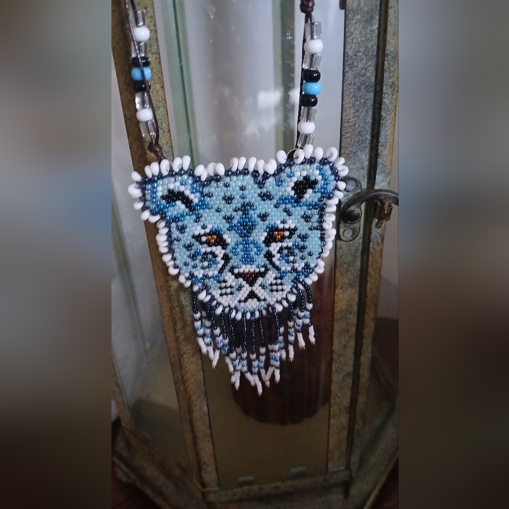 Handmade Beaded Leopard Necklace